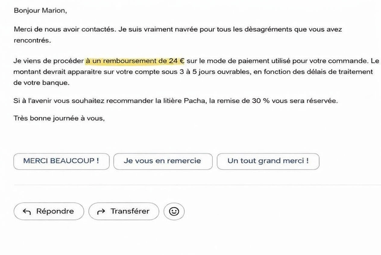 Email de remboursement